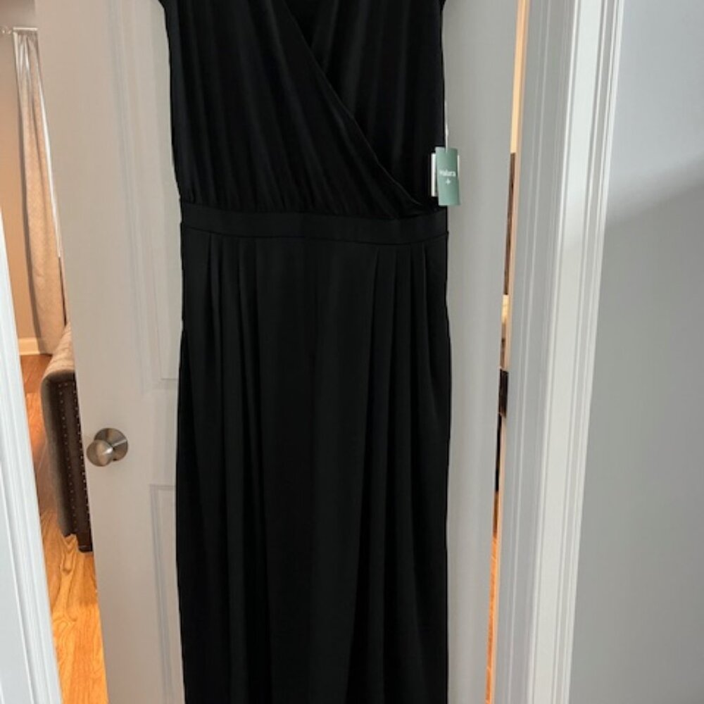 V Neck Short Sleeve Side Pocket Wide Leg Flowy Waffle Plus Size Jumpsuit - Picture 3 of 4